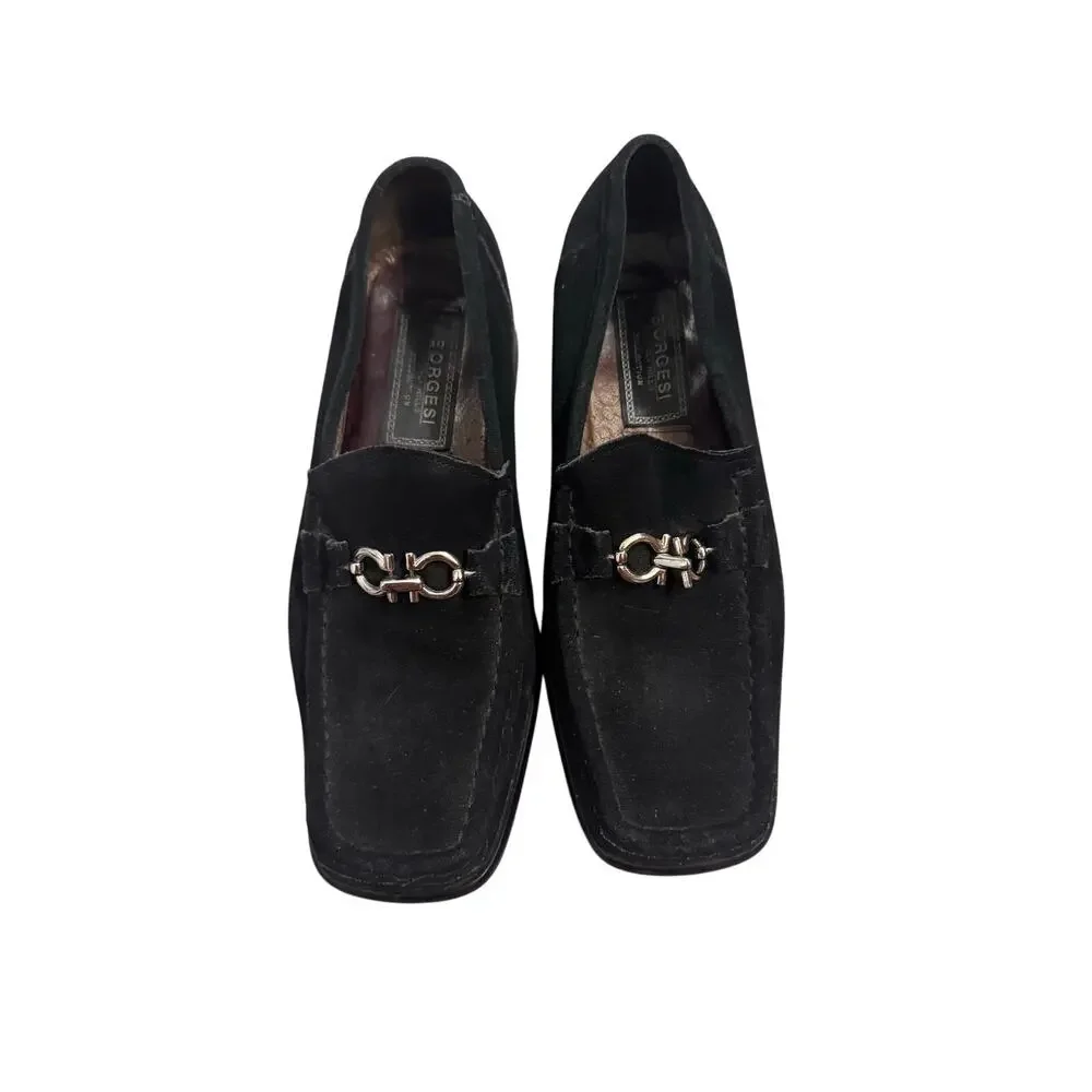 Borgesi Beverly Hills Collection Men's Hand Made Loafers Size 40 Black Suede